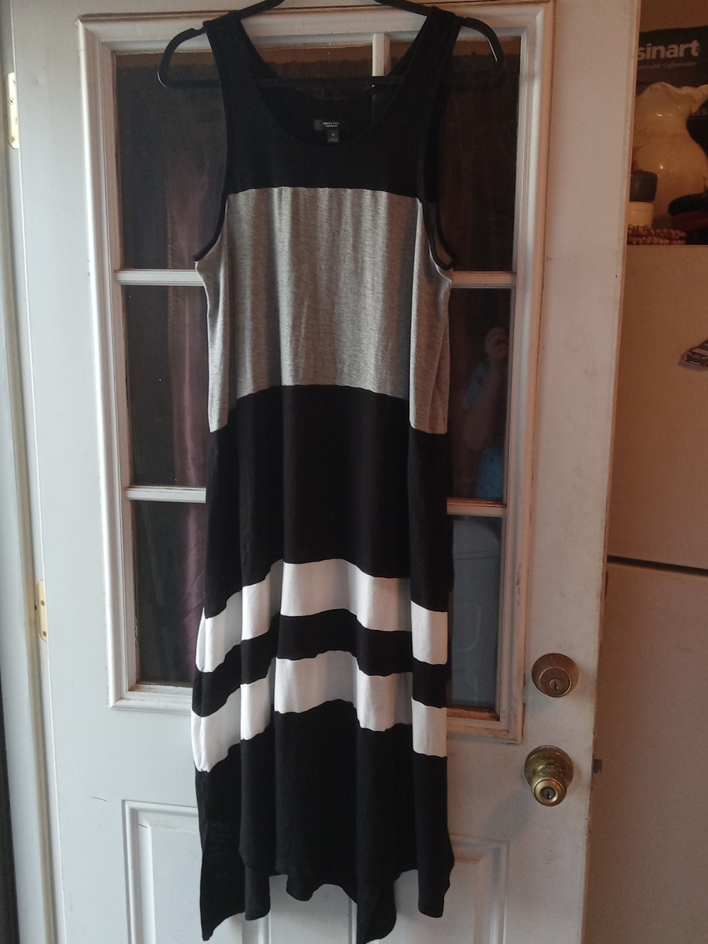 Simply Vera Vera Wang Black, Gray & White Striped Maxi Nightgown